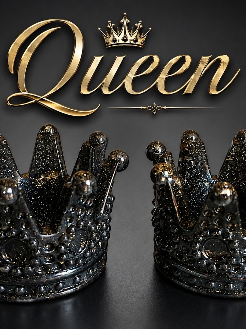 Queen Decorative Crown LED Candle Holders - Black